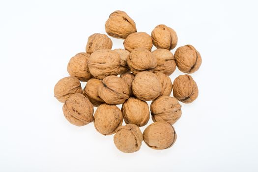 walnuts heap isolated on  white background 