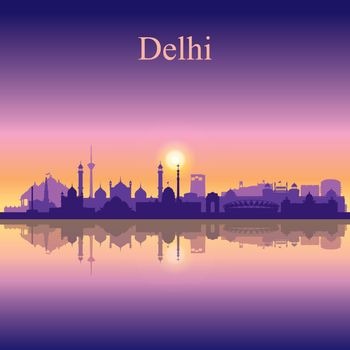 Delhi city skyline silhouette background