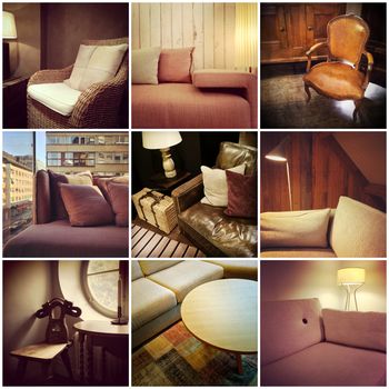 Furnished interiors collage