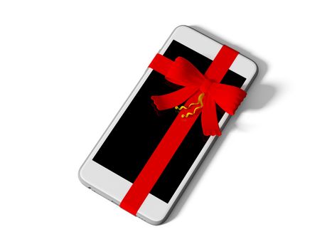 smartphone wrapped with color ribbon