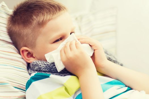 ill boy with flu at home