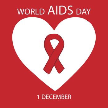 World AIDS day heart red ribbon