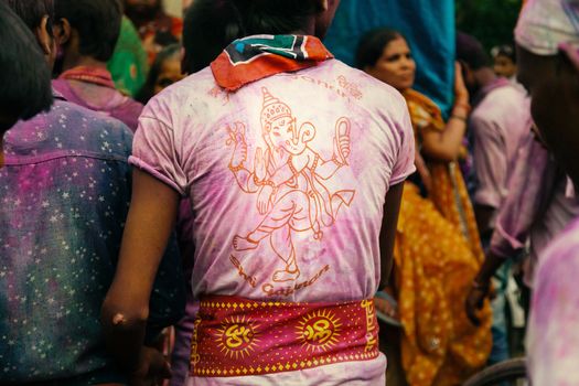 Devotee wearing Tshirts with Hindu God Idol.