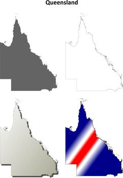 Queensland blank detailed outline map set 