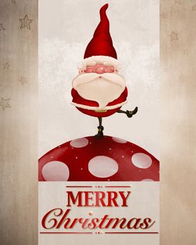 Santa Claus on fungus greeting card