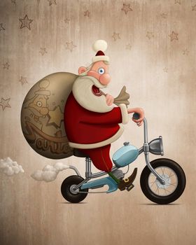 Santa Claus motorcycle delivery