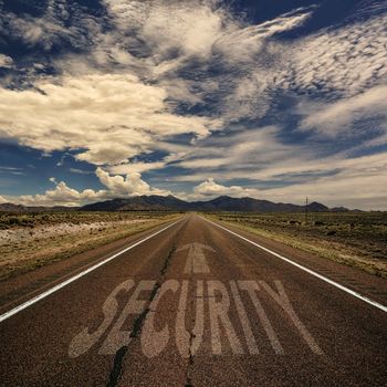 Conceptual Image of Road With the Word Security