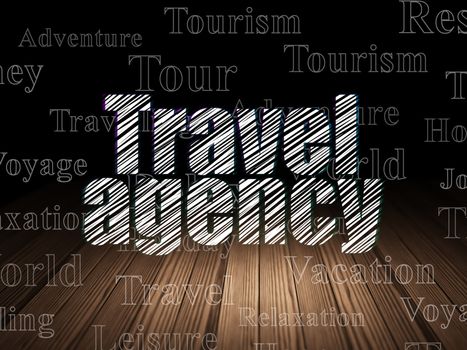 Tourism concept: Travel Agency in grunge dark room