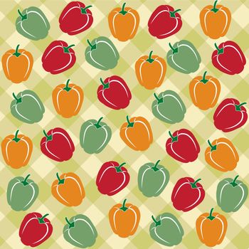 Seamless pattern of sweet peppers of different colors