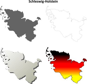 Schleswig-Holstein blank outline map set 