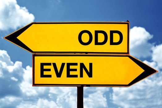 Odd or even, opposite signs
