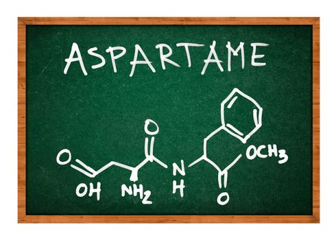 Aspartame chemical formula on school chalkboard