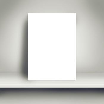 Blank White Poster Mock Up on White Shelf