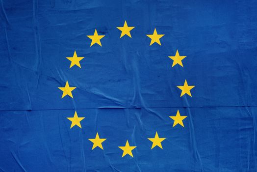 EU Flag Print on Grunge Poster Paper