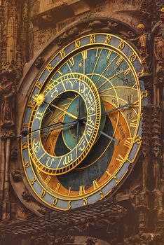 Retro Toned Old Prague Astronomical Clock