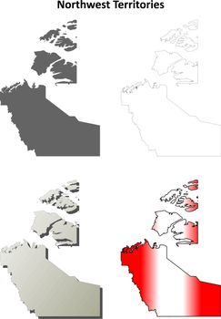 Northwest Territories blank outline map set 