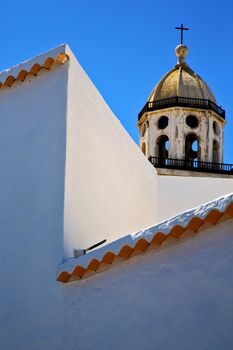  the old terrace church bell tower in teguise arrecife lanzarote spain