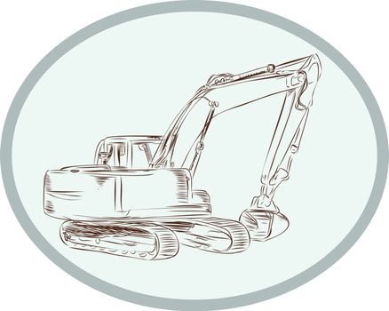 Mechanical Digger Excavator Oval Etching