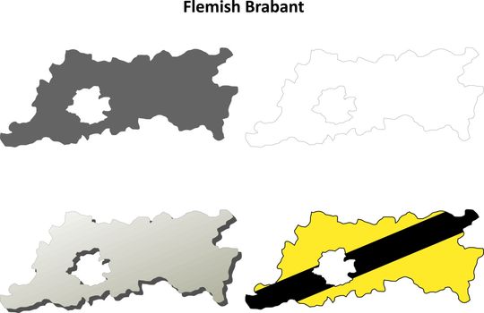 Flemish Brabant outline map set - Flemish version
