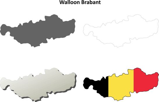 Walloon Brabant outline map set - Belgian version