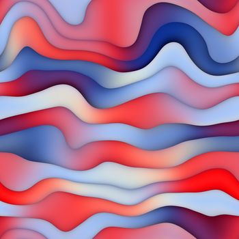 Raster Seamless Distorted  Gradient Color Waves in Shades Of Red and Blue