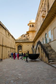Jaipur, India - December 29, 2014: Tourist visit Amber Fort in Jaipur