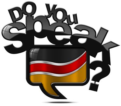 Speech bubble with German flag and text, Do you speak German? Isolated on white background