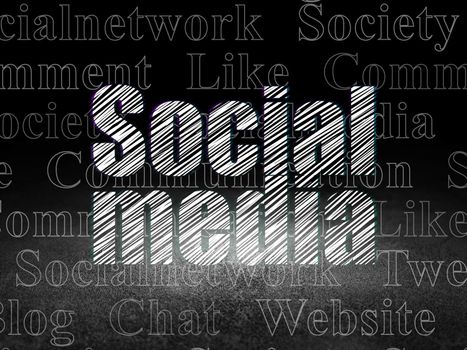 Social network concept: Social Media in grunge dark room
