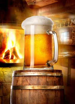 Beer and fireplace