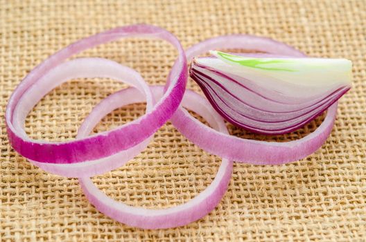 Sliced red onion.
