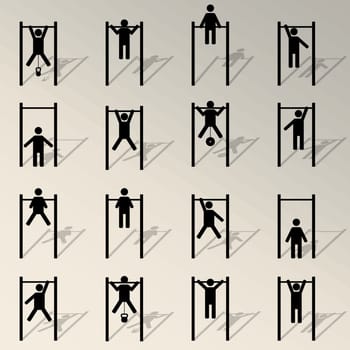 Athlete on horizontal bar, vector illustration.