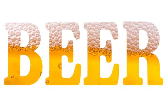 high resolution text with word beer isolated on white background