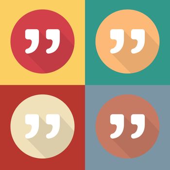 Quote vector icons isolated on colorful backgrounds.