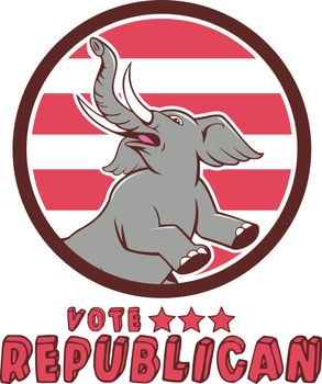 Vote Republican Elephant Mascot Circle Cartoon