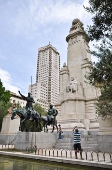 Cervantes monument - Don Quixote, Plaza de Espana, Madrid, Spain