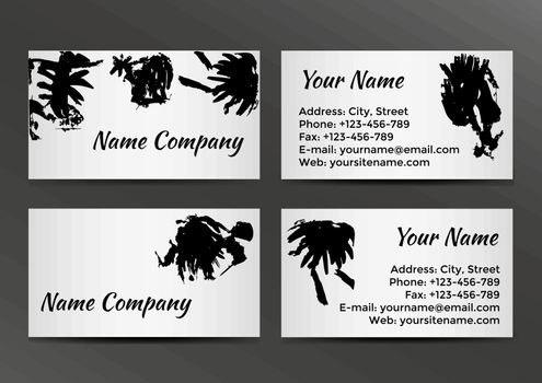 Black and white business card with inkblots