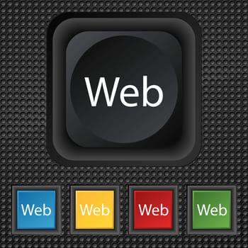 Web sign icon. World wide web symbol. Set of colored buttons. 