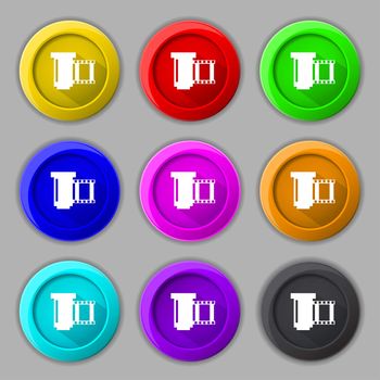 negative films icon symbol. Set of colourful buttons. 