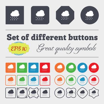 snowing icon sign Big set of colorful, diverse, high-quality buttons. 