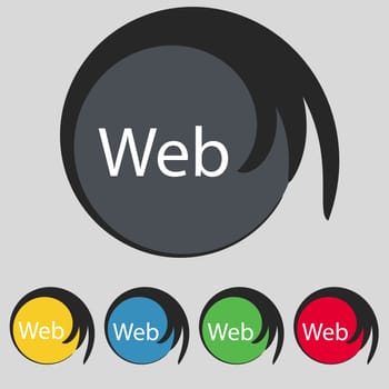 Web sign icon. World wide web symbol. Set of colored buttons. 