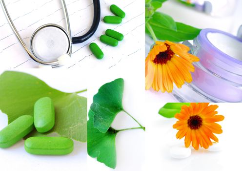 Various homeopathy related images in a collage
