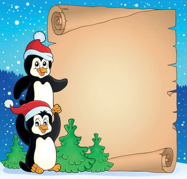 Parchment with Christmas penguins