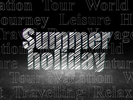 Travel concept: Summer Holiday in grunge dark room