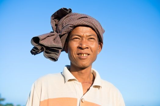 Portrait of Asian Burmese traditional farmer