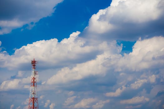 Communication Tower with Blue Sky