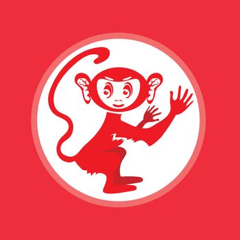 Red Monkey Icon. Symbol of New  Year