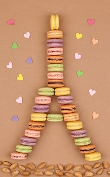 Macarons Eiffel Tower french sweet colorful,hearts