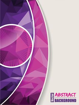 Abstract pink purple brochure with polygons and bursting circle