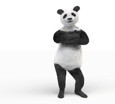 panda personage folded paws across
