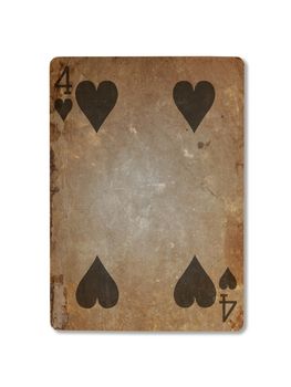 Very old playing card, four of hearts